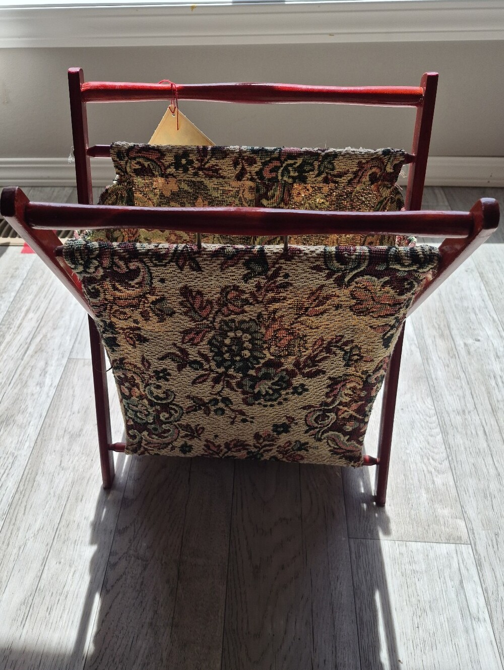 Vintage Tapestry Sewing/knitting Folding Basket